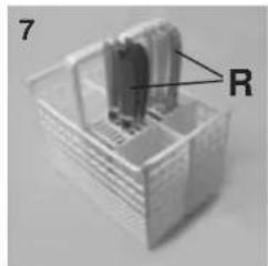 Close-up of a mechanical component with labeled part R, no visible text or symbols beyond the label.