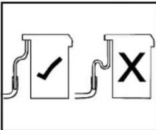 Diagram showing two document-like symbols: a checkmark and an 'X' with connecting lines, likely indicating approval or cancellation.