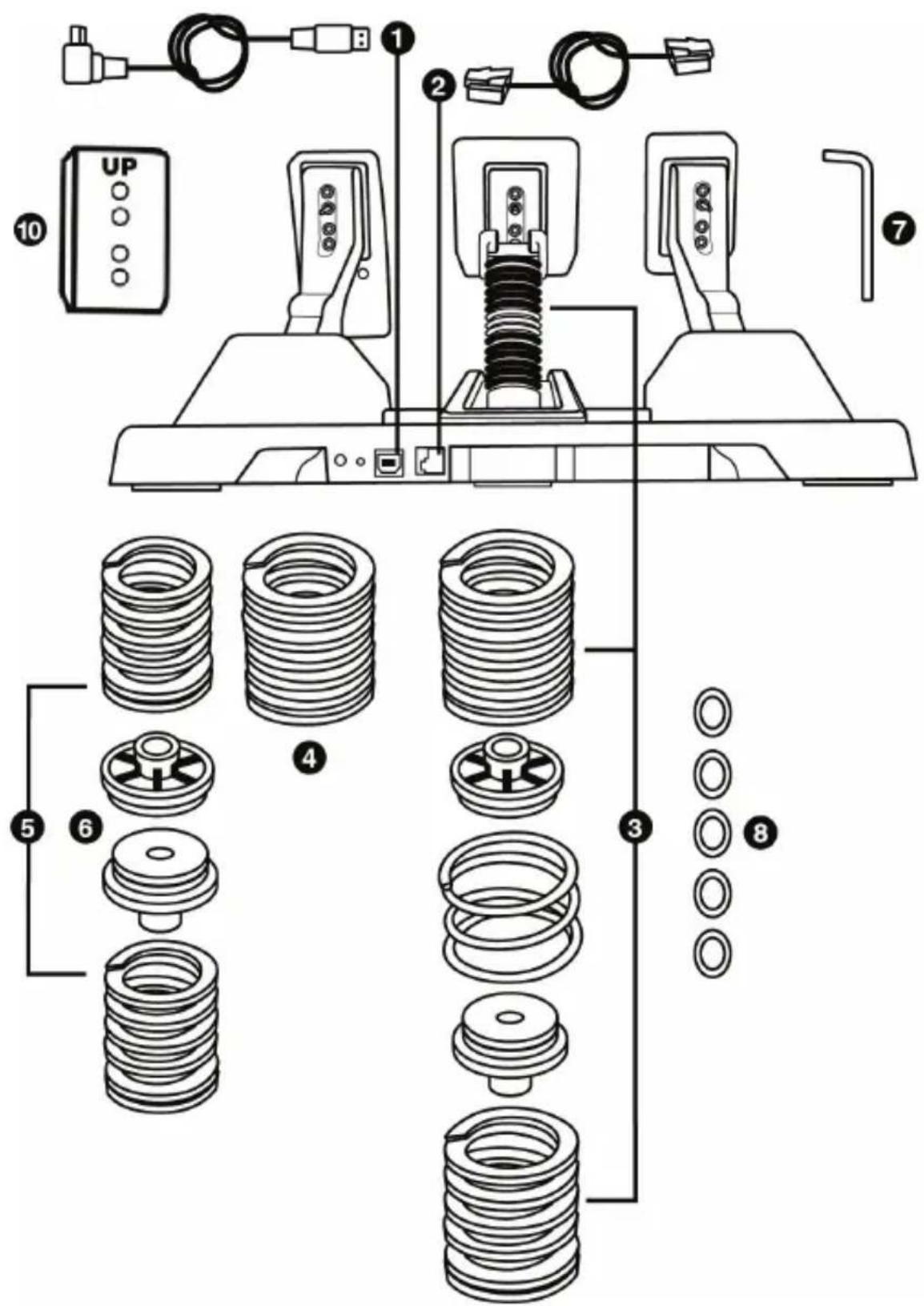 Technical diagram of a mechanical assembly with numbered components and exploded view of internal gears and washers.