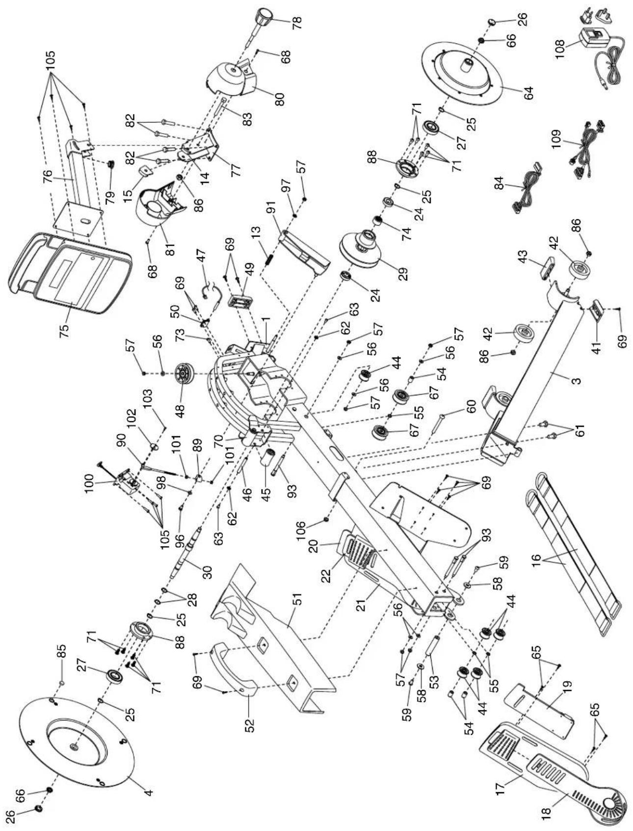 Technical diagram of a mechanical assembly with numbered components and labeled parts, likely for assembly or maintenance purposes.