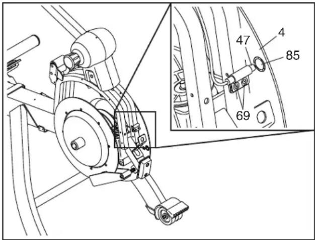 Technical diagram of a mechanical assembly with numbered components and an inset detail view