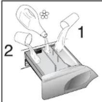 Diagram showing two labeled steps of a mechanical or electrical component with hands operating a tool and a bulb, marked as 1 and 2.
