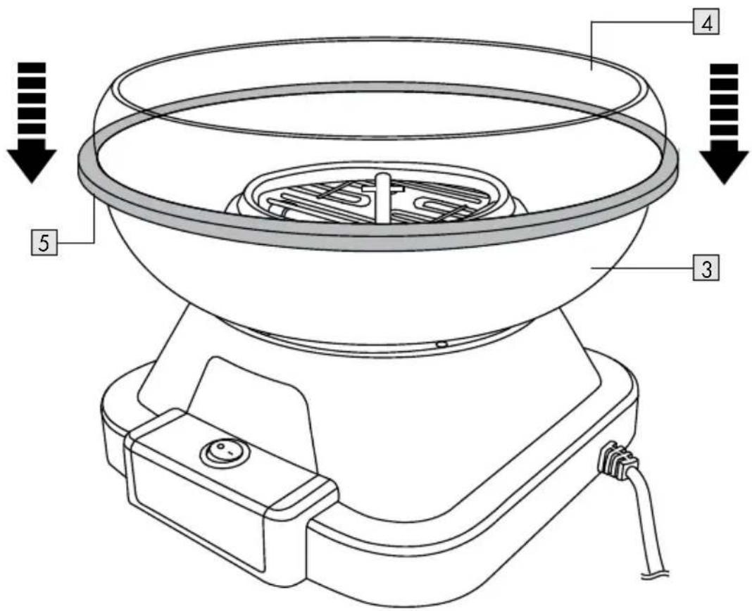 Technical diagram of a portable electric heater with labeled components and directional arrows indicating flow or movement.