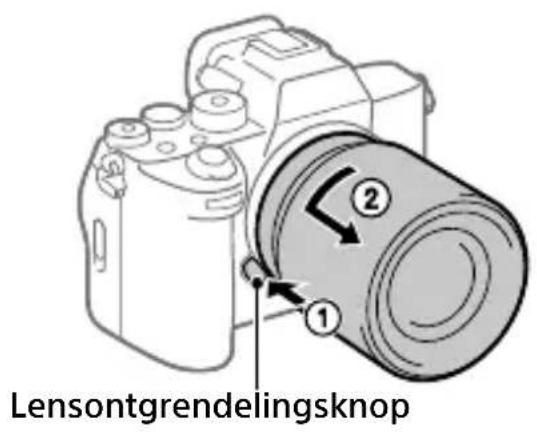 Lensontgrendelingsknop ① ②