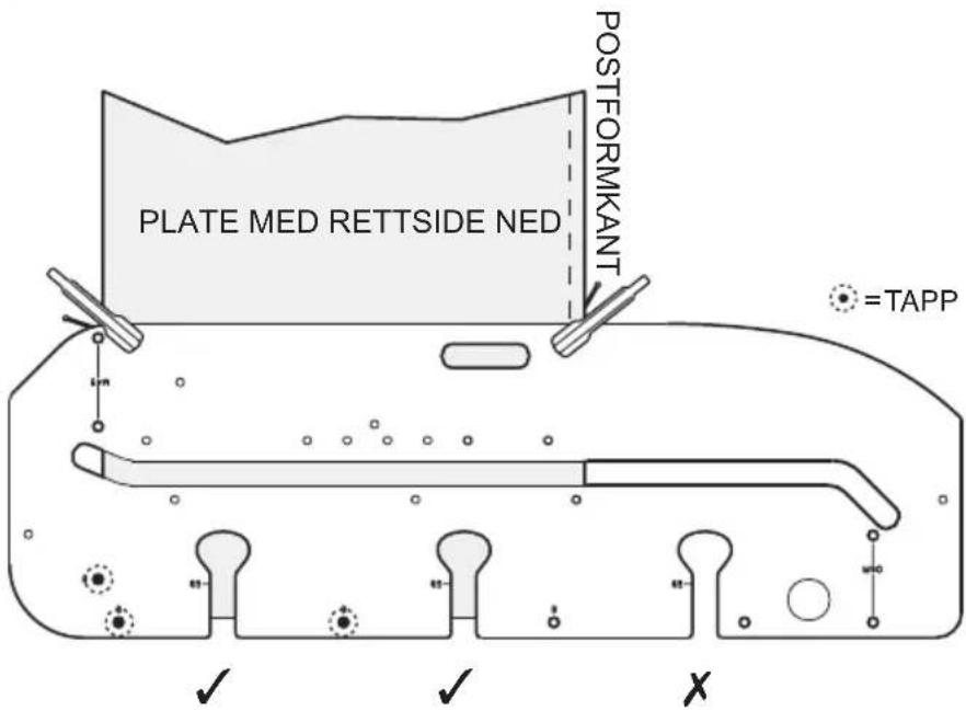 PLATE MED RETTSIDE NED POSTFORMKANT =TAPP