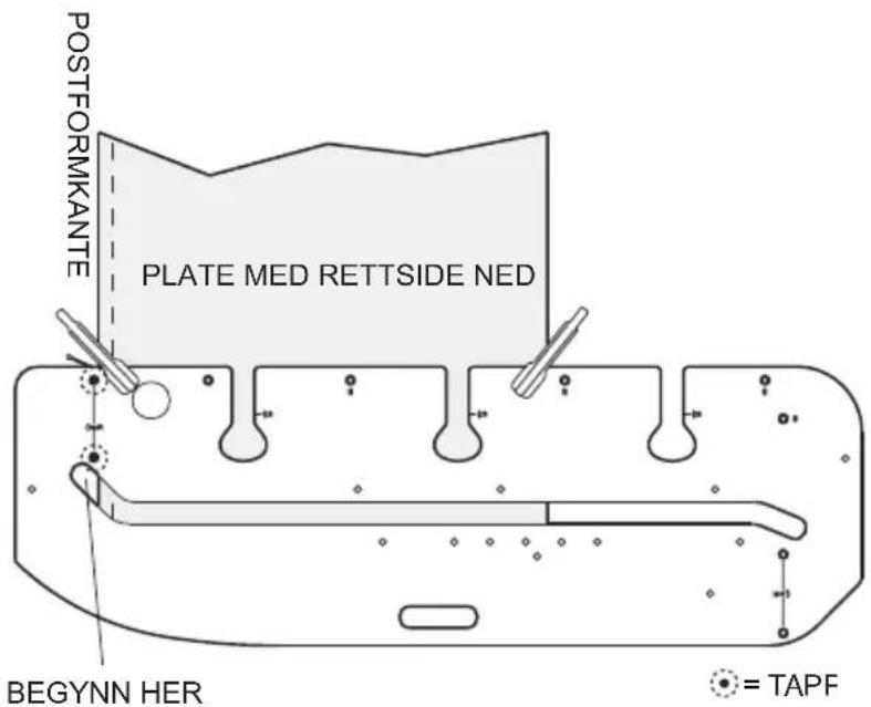 POSTFORMKANTE PLATE MED RETTSIDE NED BEGYNN HER = TAPF