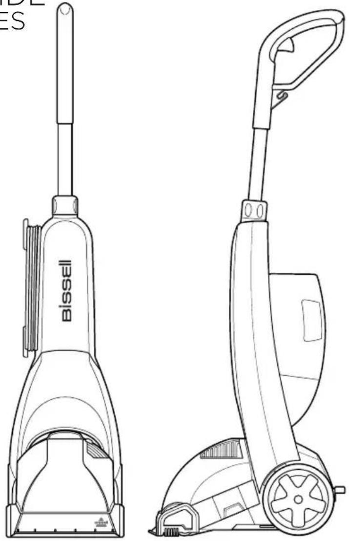 Line drawing of a Bissell vacuum cleaner with two views (top and side), no text or symbols present.