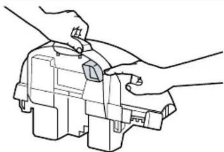 Line drawing of two hands adjusting a mechanical component (no text or symbols)