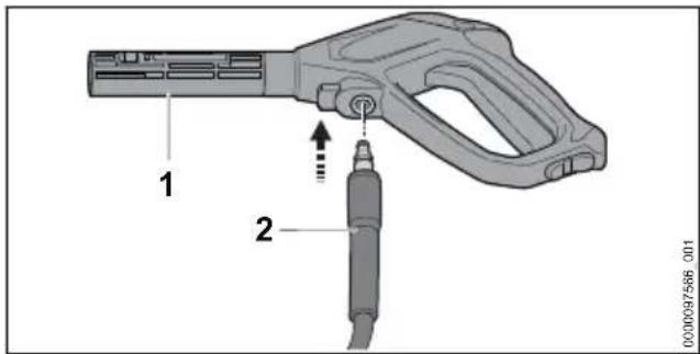 STIHL RE 90 - Montarea pistolului de stropit - 1