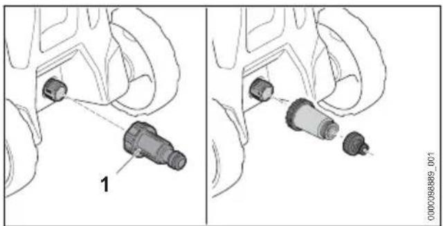 STIHL RE 90 - A vízszűrő csatlakoztatása - 1
