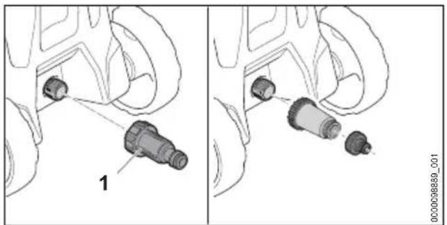 STIHL RE 90 - Ligar o aparelho de limpeza de alta pressão à rede de abastecimento de água - 1