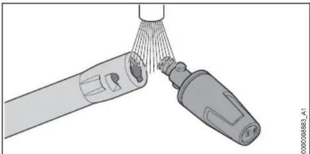 STIHL RE 90 - Rengör munstycket och spolröret - 1