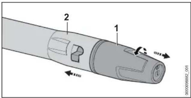 STIHL RE 90 - A szórófej leszerelése - 1