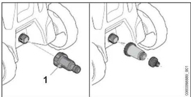STIHL RE 90 - Tilslutning af vandfilter - 1