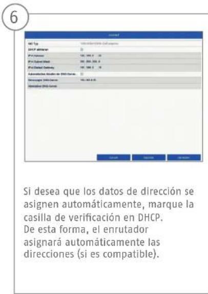 6 Si desea que los datos de dirección se asignen automáticamente, marque la casilla de verificación en DHCP. De esta forma, el enrutador asignará automáticamente las direcciones (si es compatible).