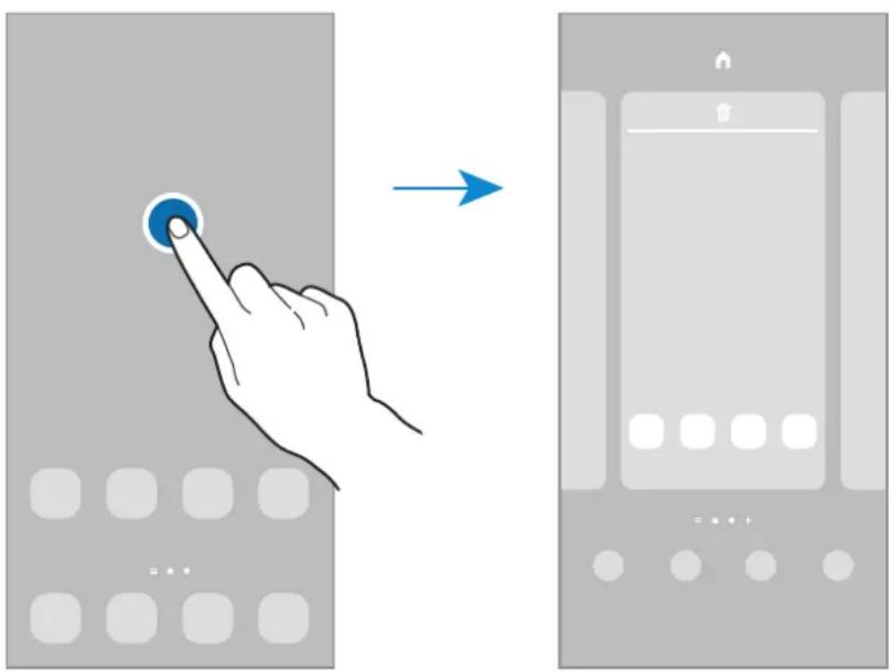 Diagram showing a hand pressing a button on a device screen, with an arrow indicating the process.