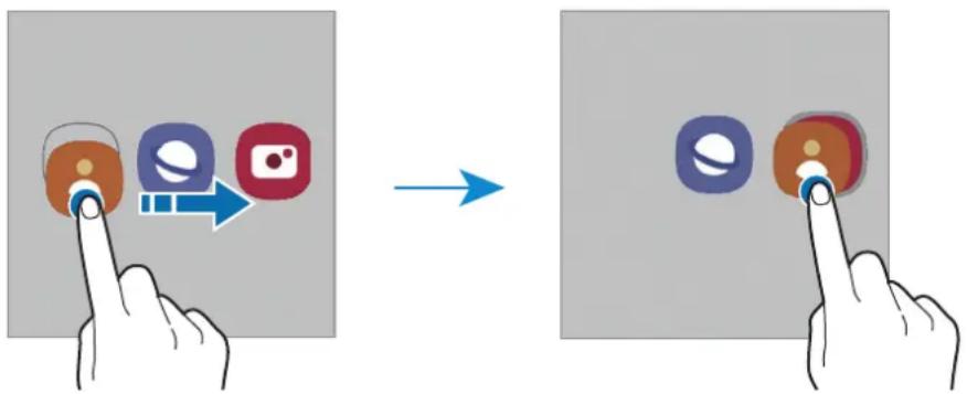 Diagram illustrating the process of interacting with social media icons, showing a hand pressing a button to interact with a device.