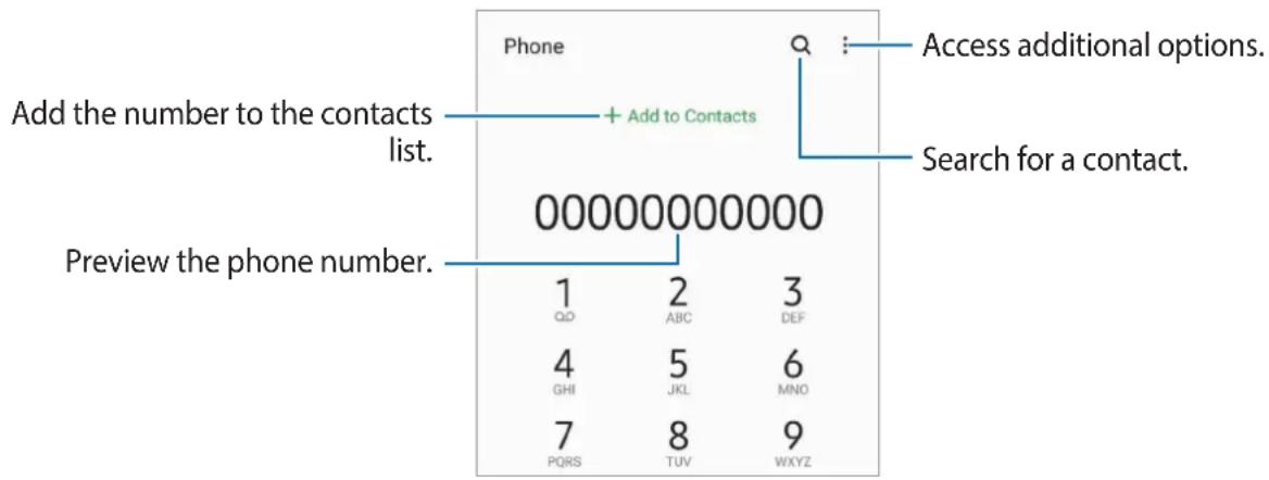 Phone Add the number to the contacts list. + Add to Contacts 000000000000 Preview the phone number. 1 QQ 2 ABC 3 DEF 4 GHI 5 JKL 6 MNO 7 PQRS 8 TUV 9 WXYZ Access additional options. Search for a contact.