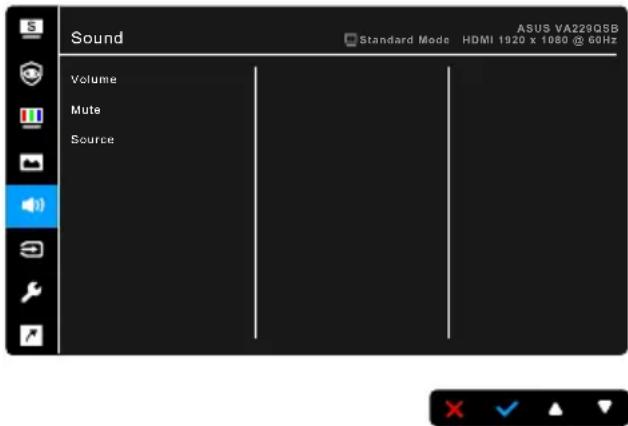 Sound Volume Mute Source ASUS VA220Q5B Standard Mode HDMI 1920 x 1080 @ 60Hz
