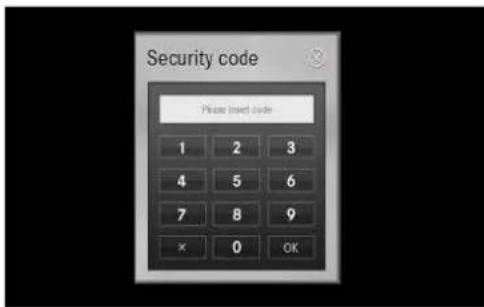 Security code Please insert code 1 2 3 4 5 6 7 8 9 × 0 OK