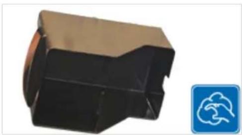 3D rendered mechanical component with beige top and black side, no visible text or symbols.