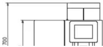 Pure architectural line drawing of a room layout with no text, numbers, or symbols.