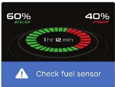 60% ECO 40% PWR 1 hr 12 min Check fuel sensor