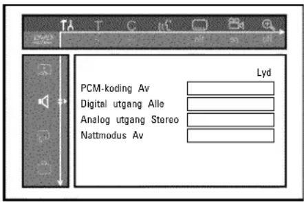 PCM-koding Av Digital utgang Alle Analog utgang Stereo Nattmodus Av Lyd