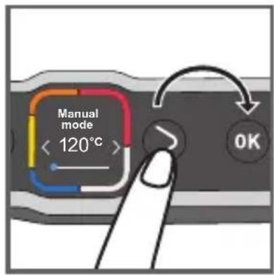 Manual mode < 120°C > OK