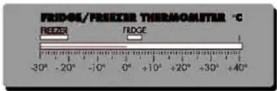 FRIDOL/FREEZER THERMOMETER -C FREZER FRIDGE -30° -20° -10° 0° +10° +20° +30° +40°
