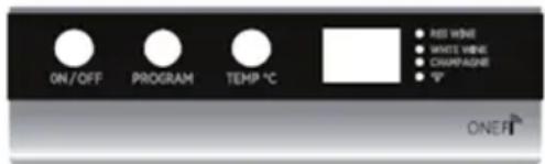 ON/OFF PROGRAM TEMP °C RED WINE WHITE WINE CHAMPAGE ONEFF®