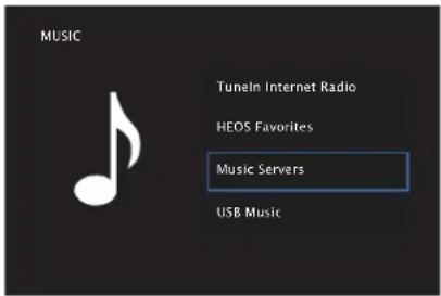 MUSIC TuneIn Internet Radio HEOS Favorites Music Servers USB Music