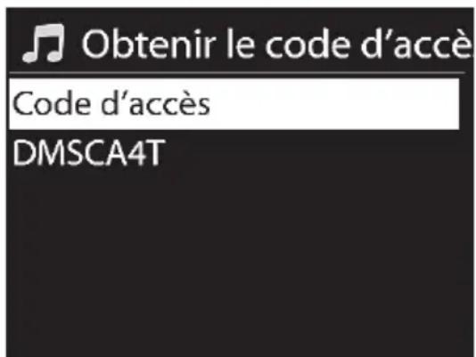 Obtenir le code d'accè Code d'accès DMSCA4T