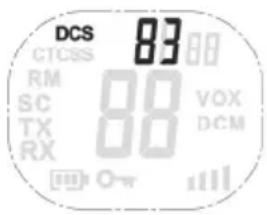 DCS 83 CTCSS RM 88 VOX SC TX 88 DCM RX Ow