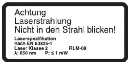 PARKSIDE PTK 1700 A1 - Safety information on the laser - 2
