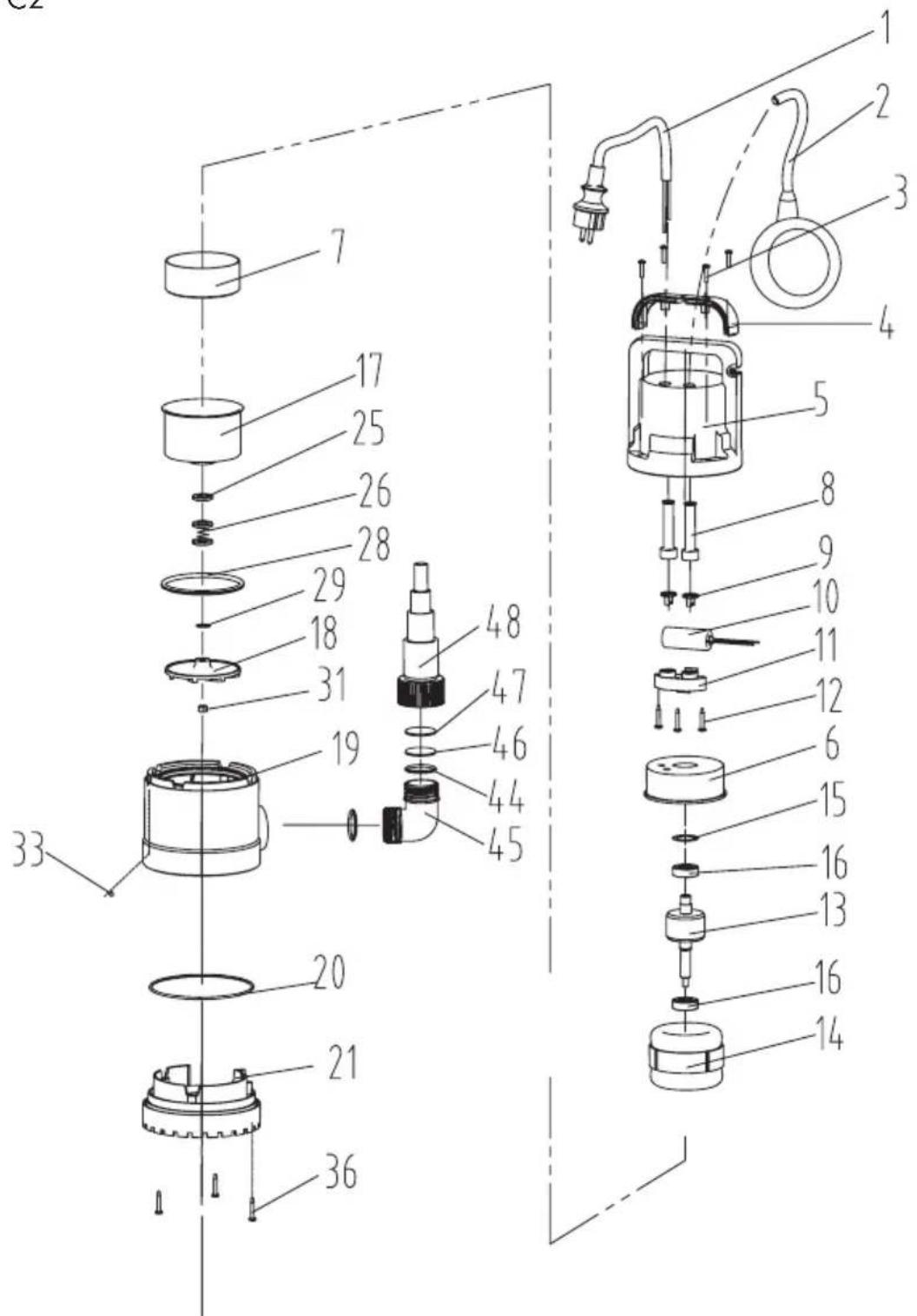 FLORABEST FTP 400 C2 - Exploded Drawing • Eksplozijska risba • Robbantott ábra Rysunek samorozwijający • Rozvinutý výkres Rozvinuté náčrtky • Explosionszeichnung - 1