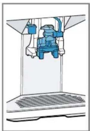 Illustration of a robotic arm operating inside a control panel (no text or symbols visible)