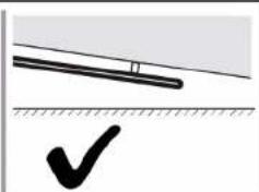 Simple line drawing of a rod and a checkmark on a surface (no text or symbols)
