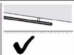 Simple line drawing of a horizontal rod above a ground surface with a checkmark below (no text or symbols)