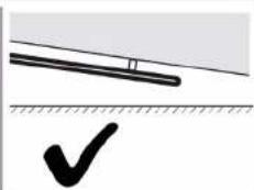 Simple line drawing of a rod and a checkmark on a surface (no text or symbols)