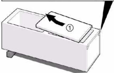 Diagram of a device with an arrow pointing to a component labeled ① (no text or symbols beyond the label)
