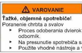 VAROVANIE Čažké, objemné spotrebiče! Poranenie chrbta a svalov ► Proces odoberania dvierok odborník. ► Na presunutie spotrebiča s ► Použite vhodné nástroje a t