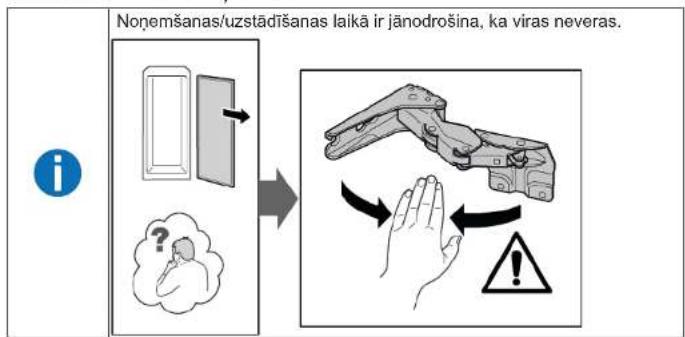 Nonemšanas/uzstādīšanas laikā ir jānodrošina, ka viras neveras.