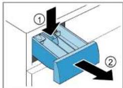 Diagram showing two labeled mechanical components with directional arrows indicating movement or force
