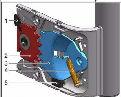 Technical diagram of a mechanical gear assembly with numbered components