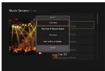 Music Servers—Live Play TV Play Video Play Power & Performance Queue Play Audio Audio at End of Queue Livered Live 05 Various Articles
