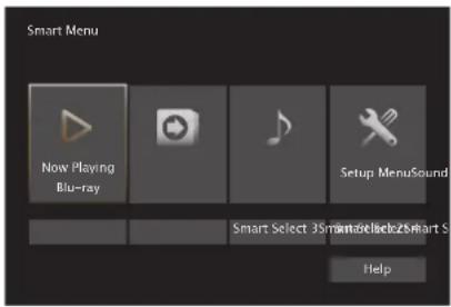 Smart Menu Now Playing Blu-ray Setup MenuSound Smart Select 3SmartSelect2Smart S Help