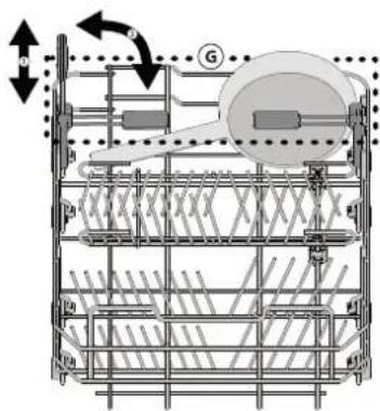 Technical diagram of a mechanical assembly with labeled components and directional arrows indicating motion or force vectors.