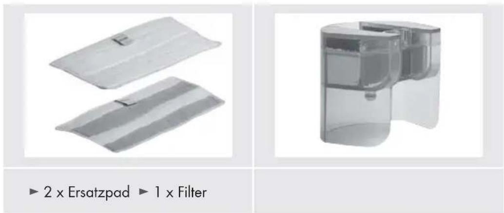 ► 2 x Ersatzpad ► 1 x Filter