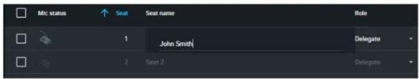 Mic status ↑ Seat Seat name Role 1 John Smith Delegate 2 Seat 2 Delegate